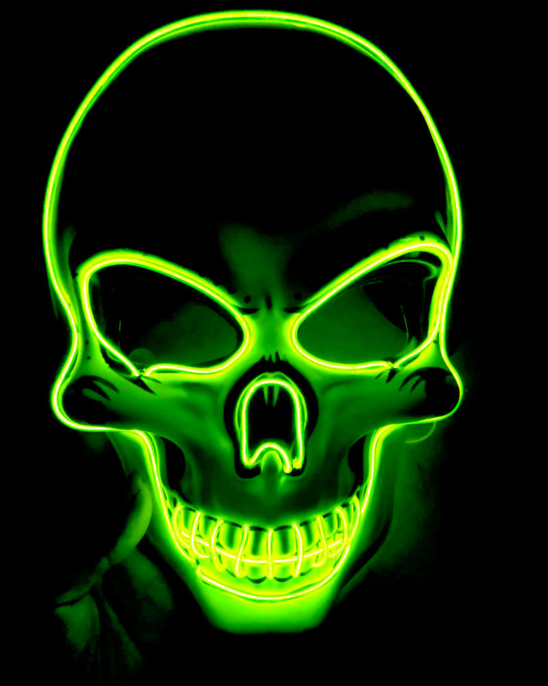 LED glowing Halloween skeleton mask - a spooky eye-catcher for the night!