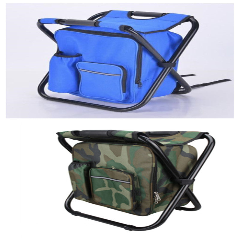 Multifunctional outdoor folding chair with cooler bag