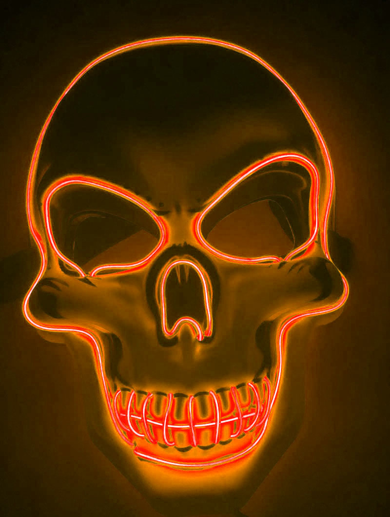 LED glowing Halloween skeleton mask - a spooky eye-catcher for the night!