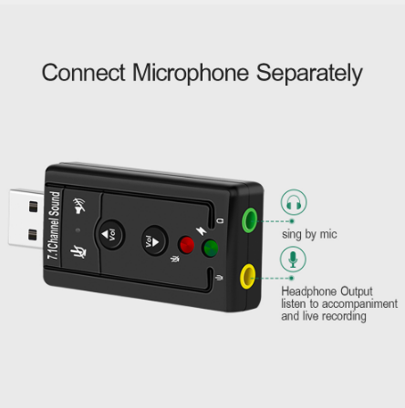 USB-Soundkarte 7.1 - Externer Audioadapter für PC, Computer und Laptop