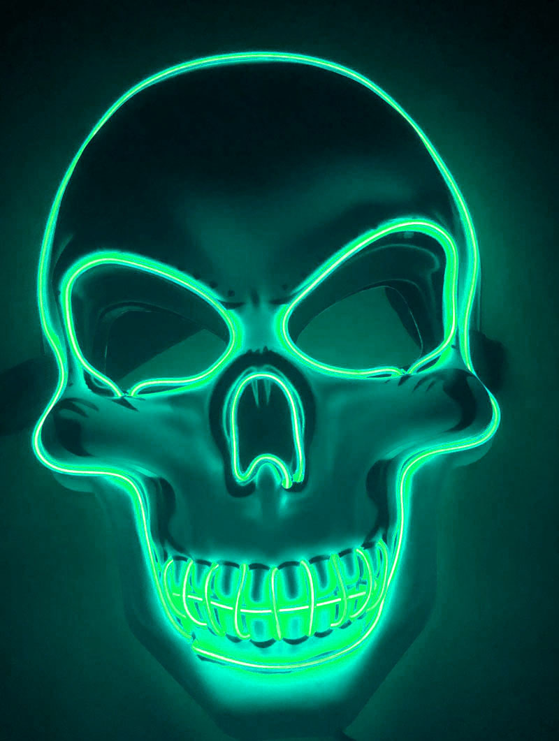 LED glowing Halloween skeleton mask - a spooky eye-catcher for the night!