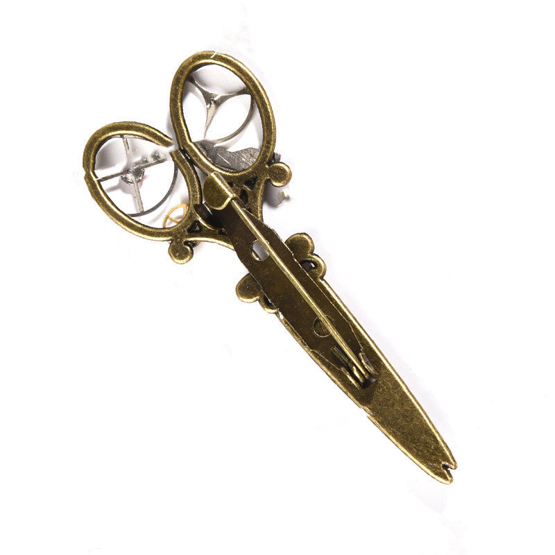 Steampunk Vintage Gear Scissors Hair Clips - Gothic Clock Screws Vintage Lolita Brooch Hair Accessories