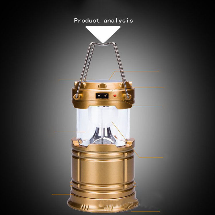 New solar powered multifunctional telescopic camping lantern, outdoor tent lamp for camping