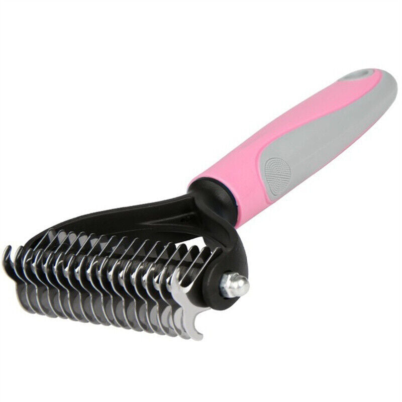 Dog and Cat Grooming Brush - Detangling Comb, Hair Removal and 2-Ended Detangler