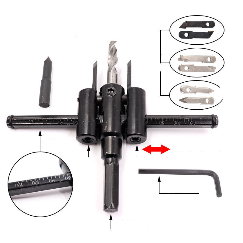 LUBAN Adjustable Metal Wood Hole Saw Drill Bit Set DIY Tool