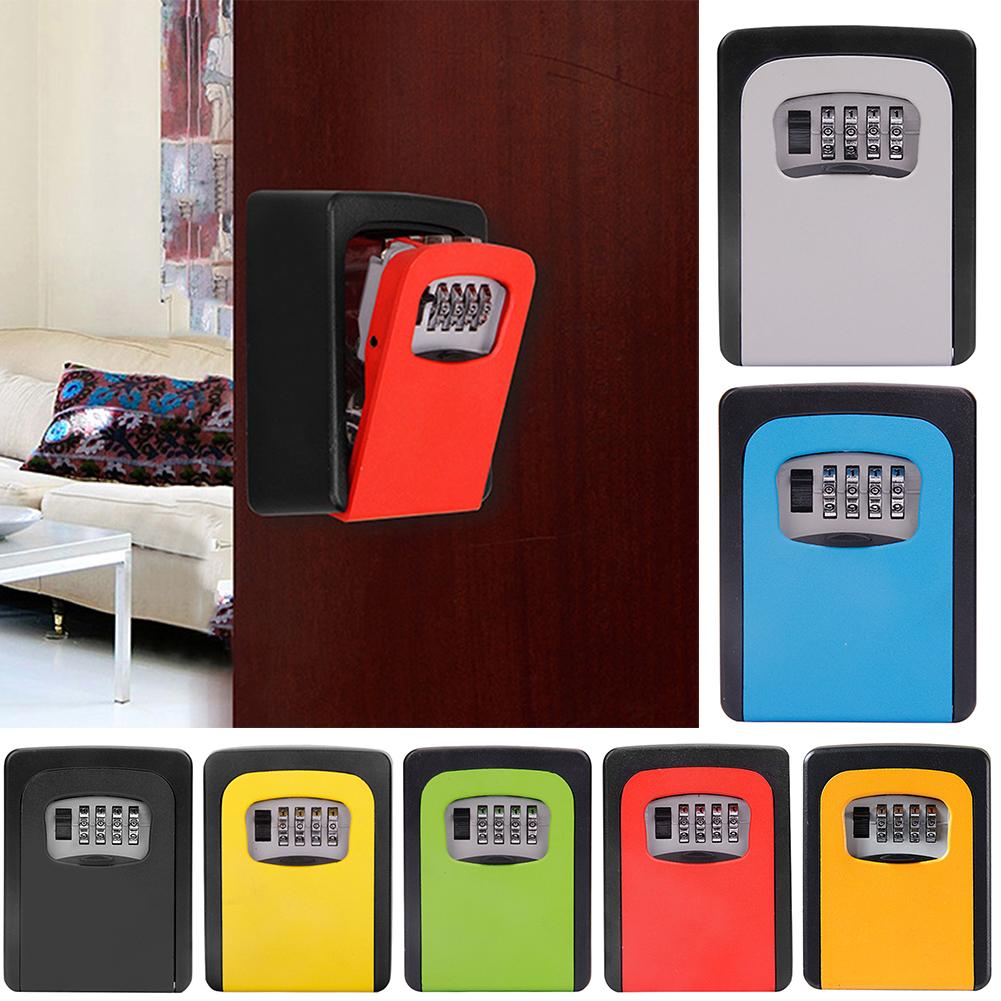 Wall-mounted key box with 4-digit combination lock