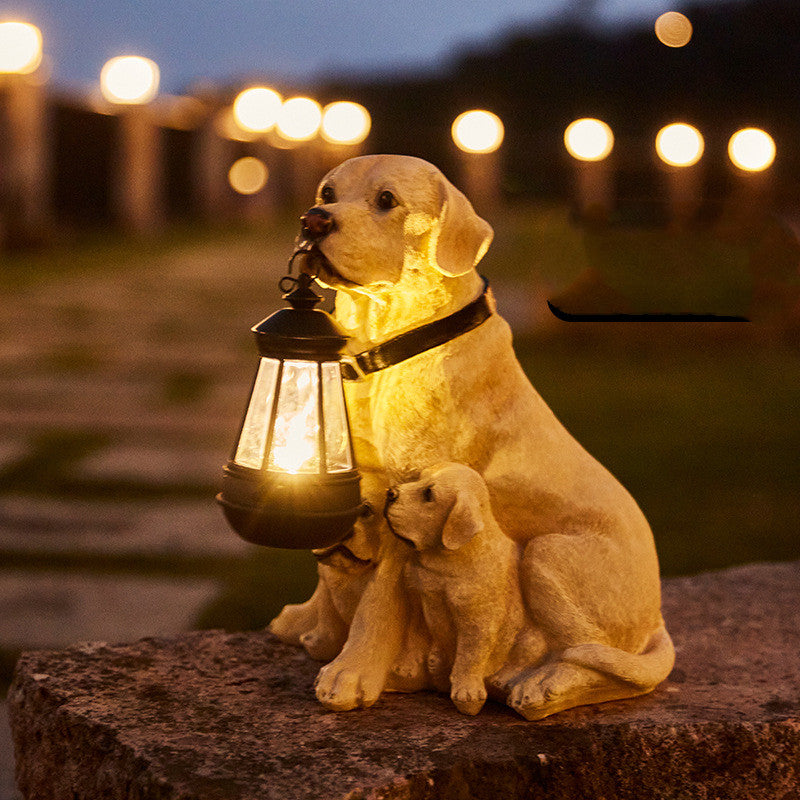 LED Solarlicht Hund Laterne - Harz Skulptur Dekoration