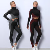 3-teiliges Yoga Set - Nahtloses Sportset für Damen: Leggings, Crop Top und Sport-BH - Für Fitness und Gym