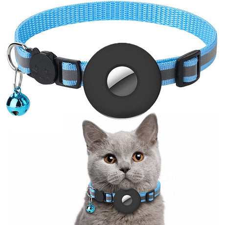 Reflective Airtag Pet Collar with Bell - Adjustable &amp; Anti-lost for Cats and Dogs