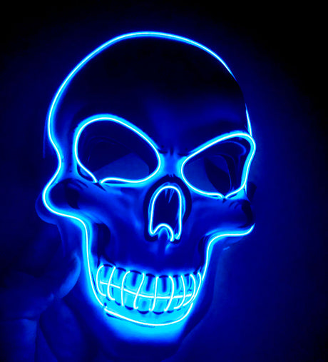 LED glowing Halloween skeleton mask - a spooky eye-catcher for the night!