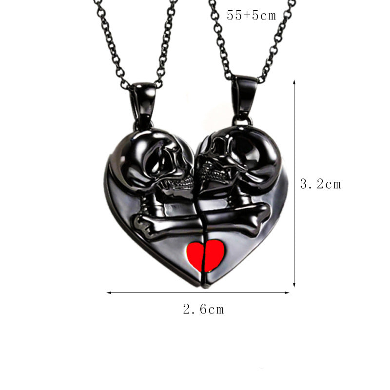 Punk Retro Skull Pendant - Halloween Heart Design Necklace: Love at first sight!