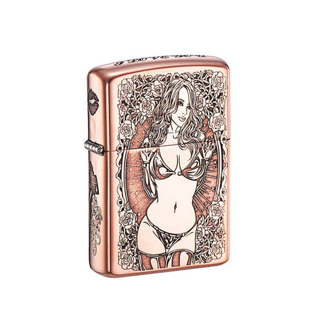 Skull Beauty Copper Shell Kerosene Lighter