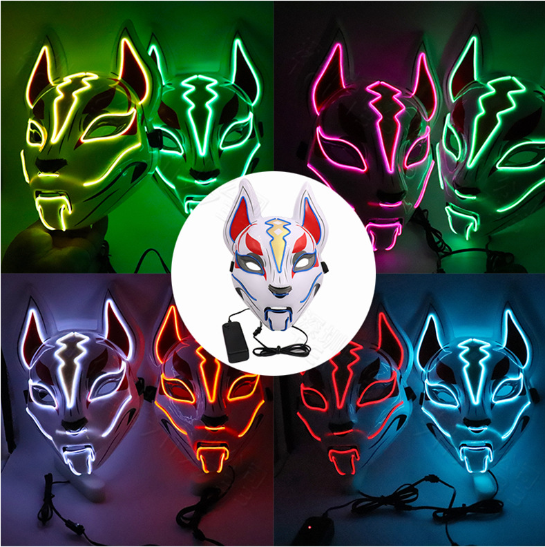 Leuchtende Katzen-Gesichtsmaske mit "Demon Slayer"-Motiv für Frauen