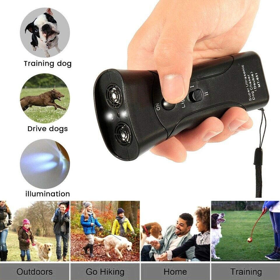 Ultrasonic Anti Dog Barking Trainer LED Light Gentle Chaser Pet Gentle Sonics