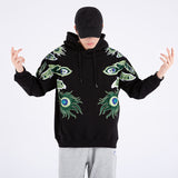 Men's hoodie jacket with peacock embroidery