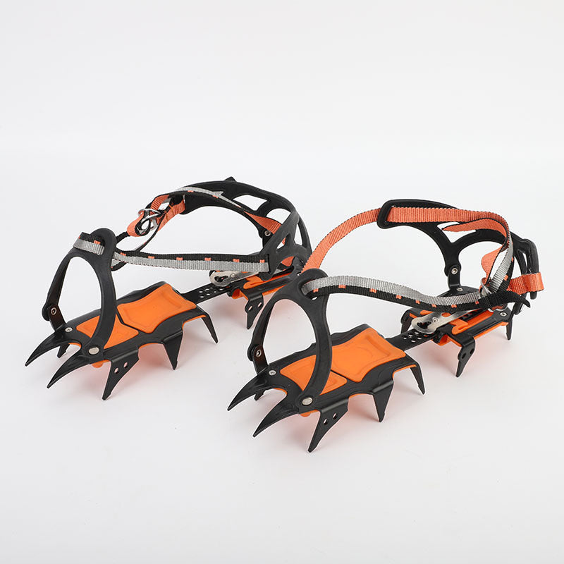 Professional shoes with claws - ice crampons, steel snow grippers - aids for hiking and climbing