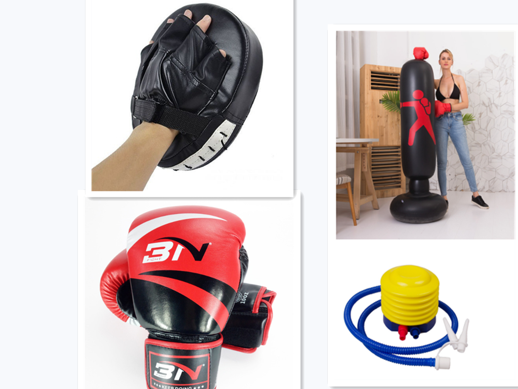 Kickbox-Handschuhe und Schlagpolster für Ziel- und Sandsacktraining