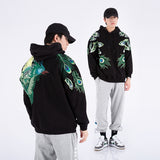 Men's hoodie jacket with peacock embroidery