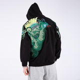 Men's hoodie jacket with peacock embroidery