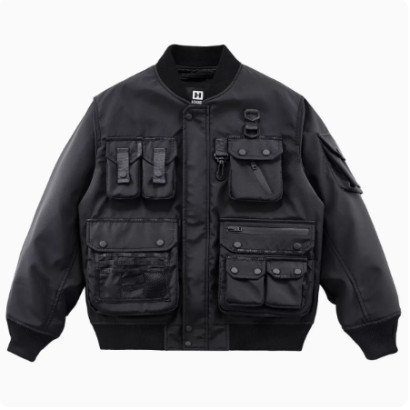 Men's multi-pocket American baseball style cargo jacket