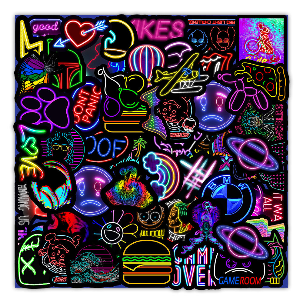 50 New neon stickers for car, trunk, cell phone and water cup