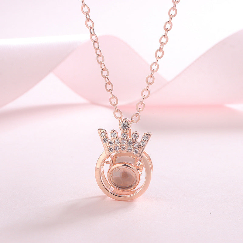 100 Languages ​​"I LOVE YOU" Crown Necklace