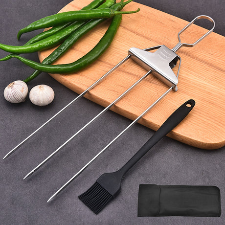 NEW THREE-PRONINE BARBECUE SKEWER! Perfect for all grill lovers!