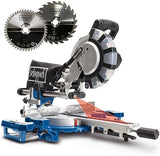 Scheppach HM216SPX 2000W miter saw, 210mm saw blade, laser, 65mm cutting height, 34cm cutting width, aluminum pads, incl. 2nd saw blade.