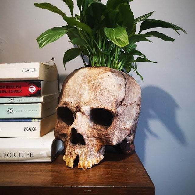 Halloween Skull Resin Flower Pot - A unique work of art for your home!