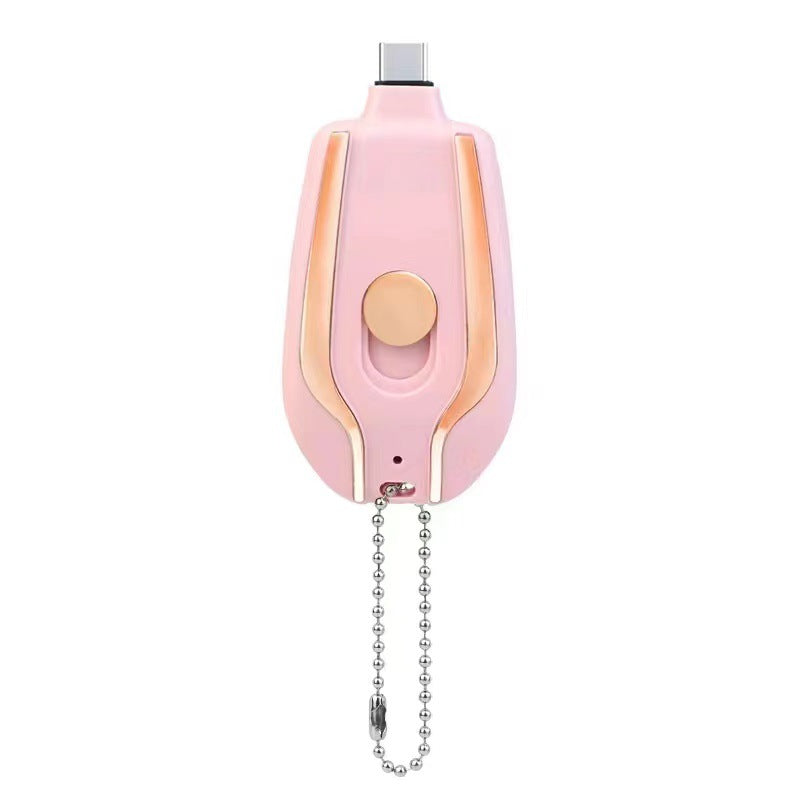 1500mAh Mini Emergency Pod Keychain Charger with Type-C Ultra Compact Mini Battery Pack Fast Charge Backup Power Bank