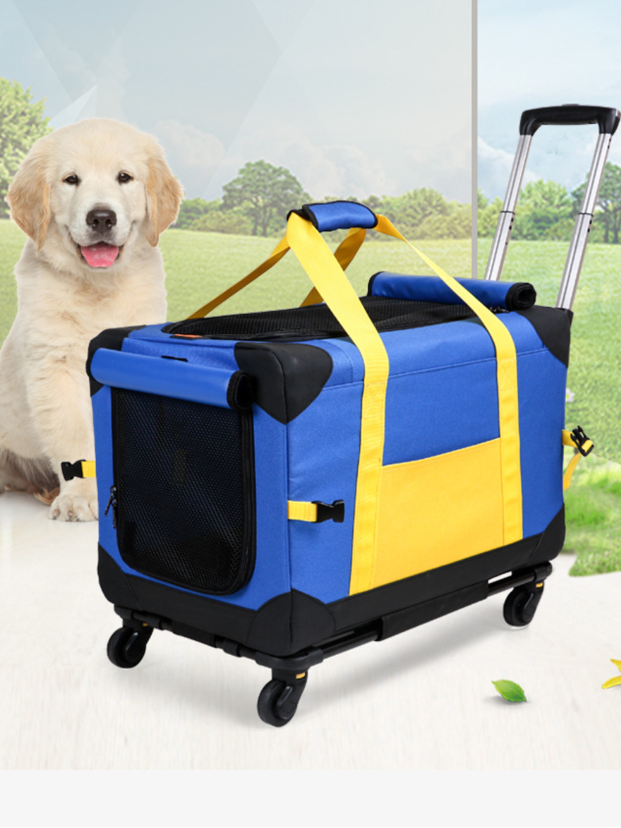 Haustier-Trolley mit Rädern - Transportbox und Hundewagen für kleine Hunde und Katzen bis zu 12,7 kg