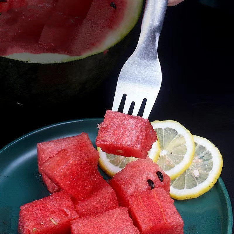 2-in-1 Edelstahl Wassermelonen-Schneider und Gabel: Ein Must-Have für jeden Küchenliebhaber!