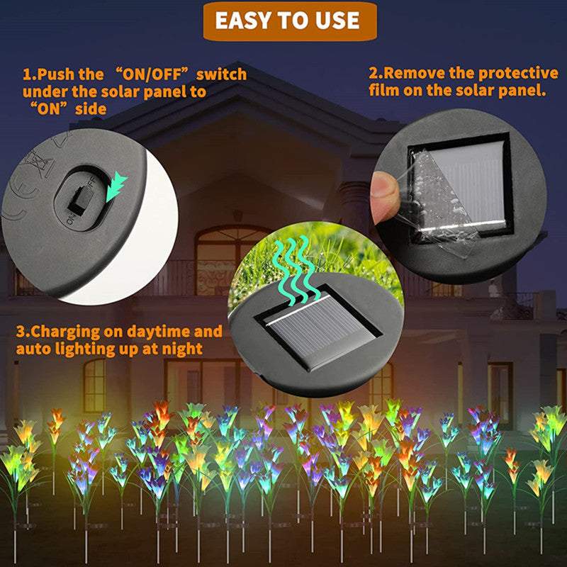 Solar Lily Flower Lights - LED Solar Garden Light Lawn Light Landscape Light Waterproof Flower Light