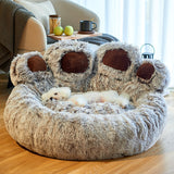 Plush Bear Paw Pet Bed - Sleep soundly in luxury and comfort