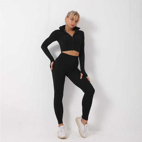 3-teiliges Yoga Set - Nahtloses Sportset für Damen: Leggings, Crop Top und Sport-BH - Für Fitness und Gym