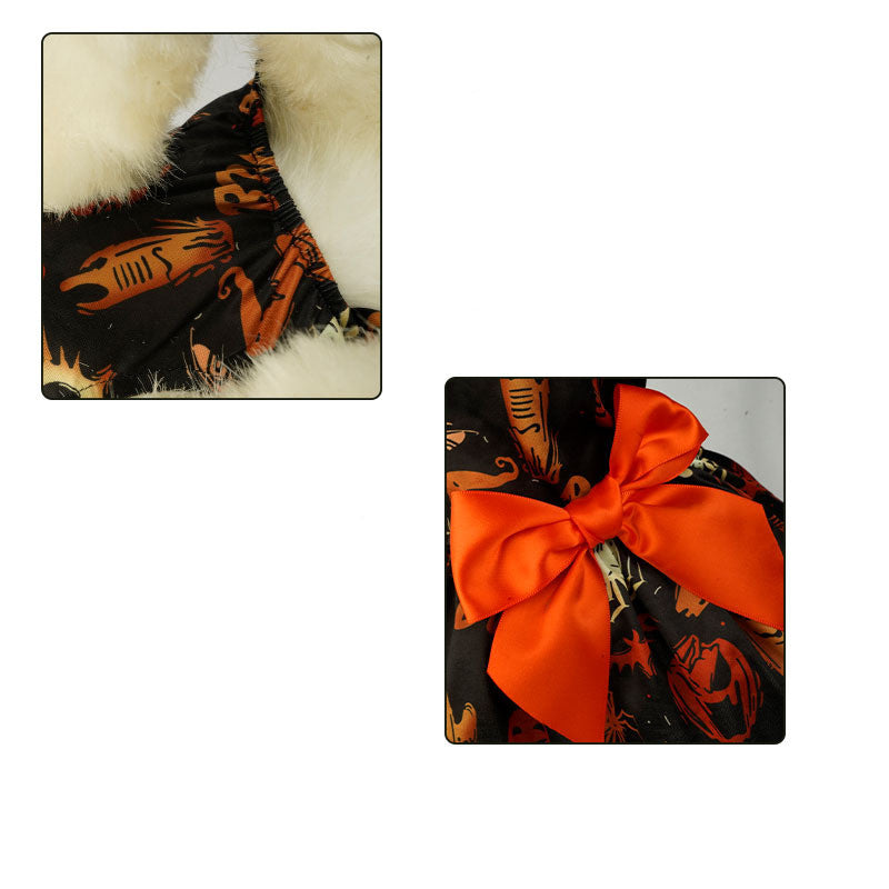 Halloween Clothes for Small Dogs: Pumpkin Print Dress for Pet Party