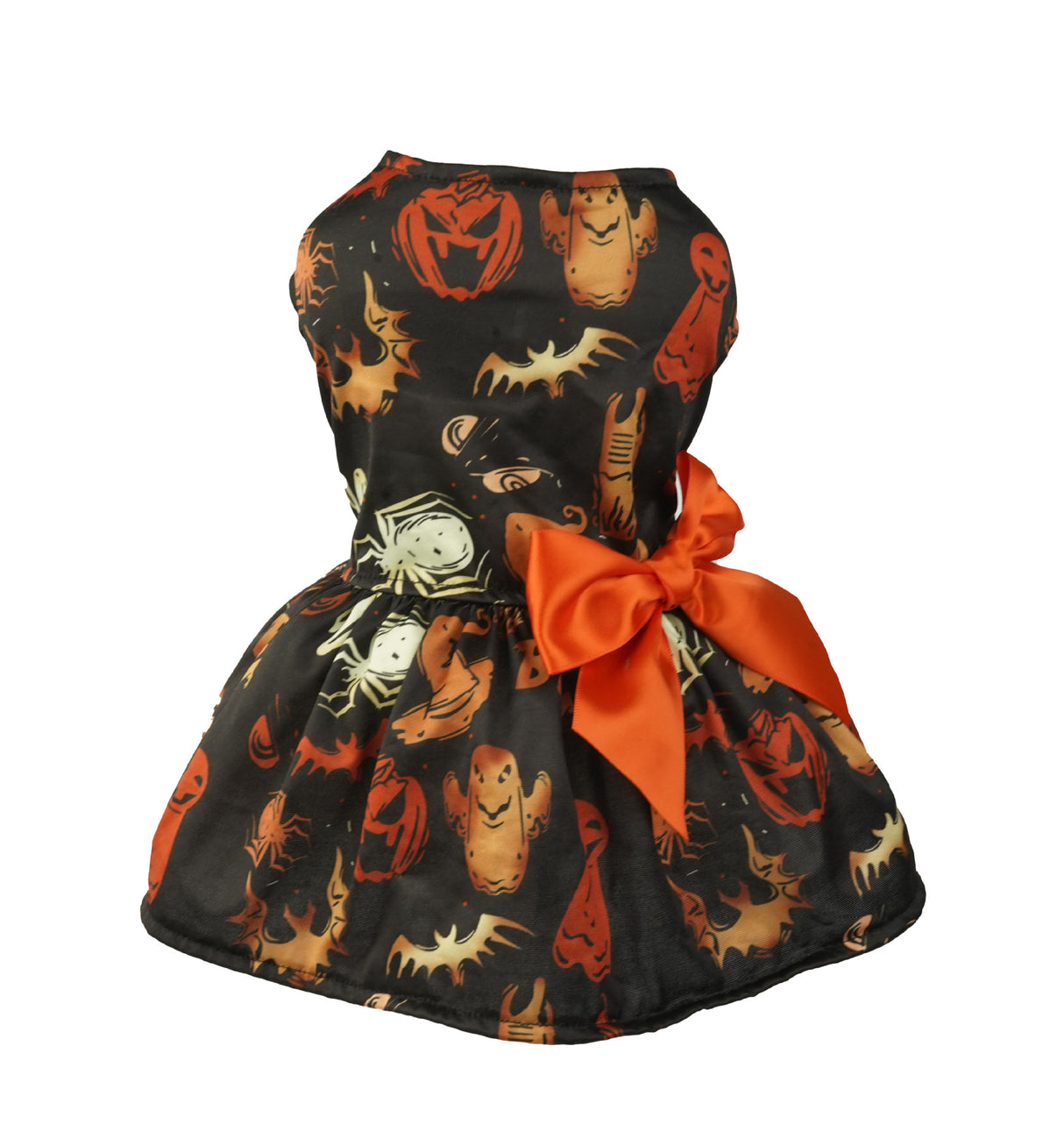 Halloween Clothes for Small Dogs: Pumpkin Print Dress for Pet Party