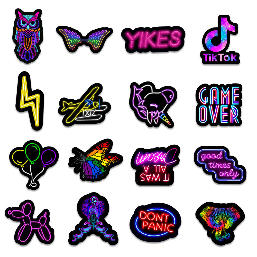 50 New neon stickers for car, trunk, cell phone and water cup