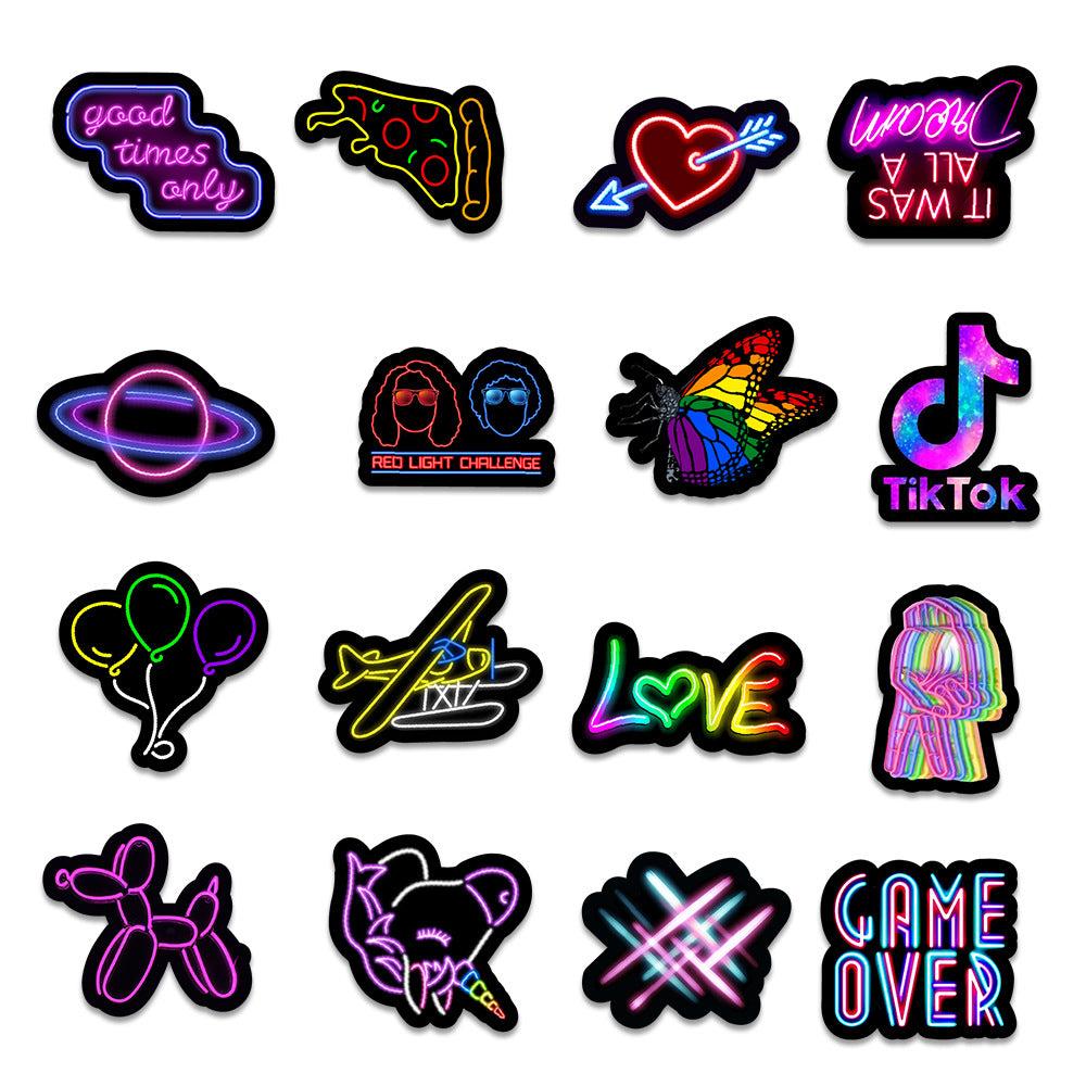 50 New neon stickers for car, trunk, cell phone and water cup