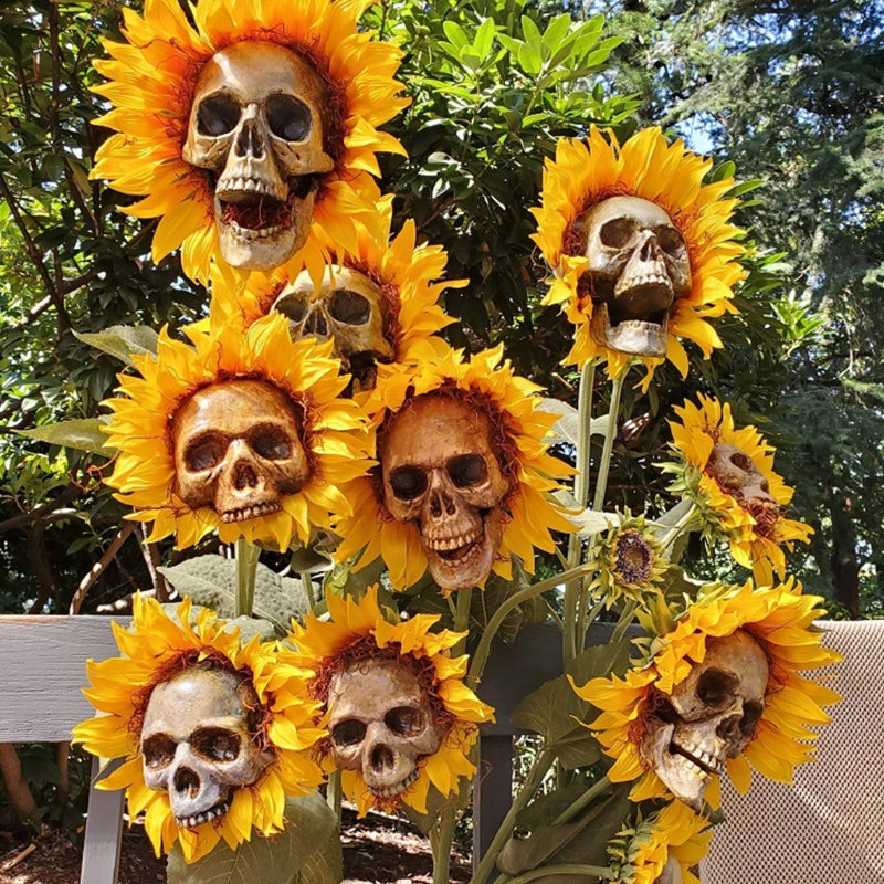 Das ultimative Halloween-Gartenzubehör - Der Schädel-Sonnenblumen-Ornament!