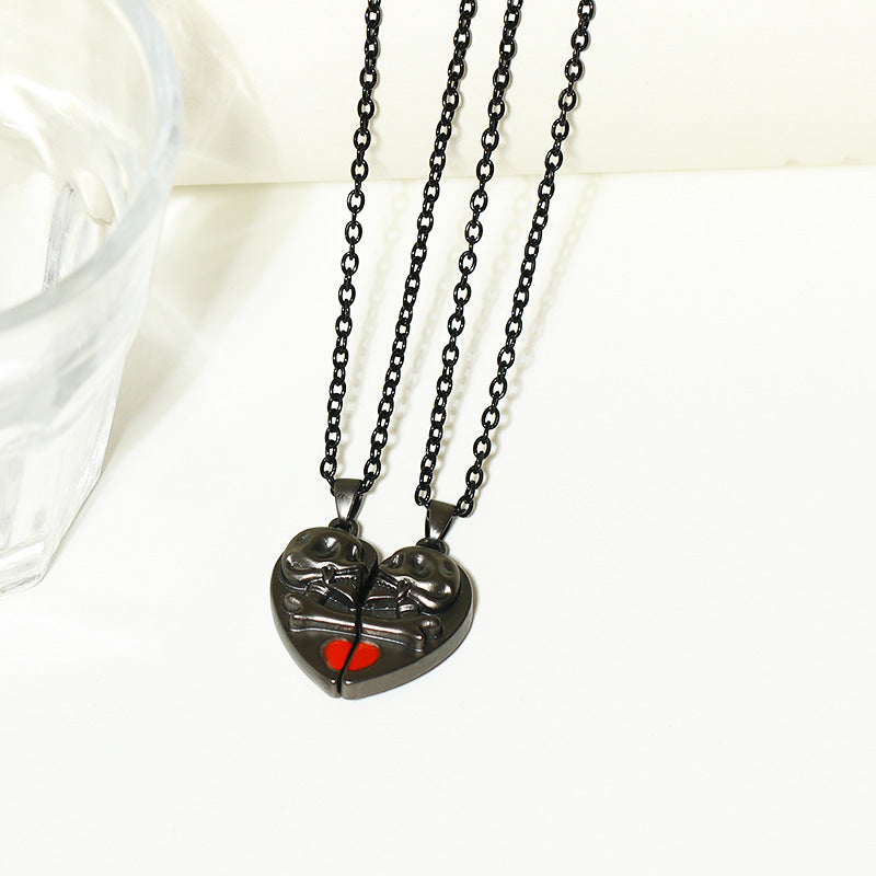 Punk Retro Skull Pendant - Halloween Heart Design Necklace: Love at first sight!