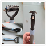 Dog and Cat Grooming Brush - Detangling Comb, Hair Removal and 2-Ended Detangler