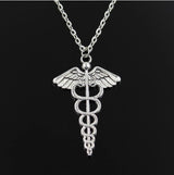 Spinning Dragonfly Snake Wand Necklace with Angel Wings