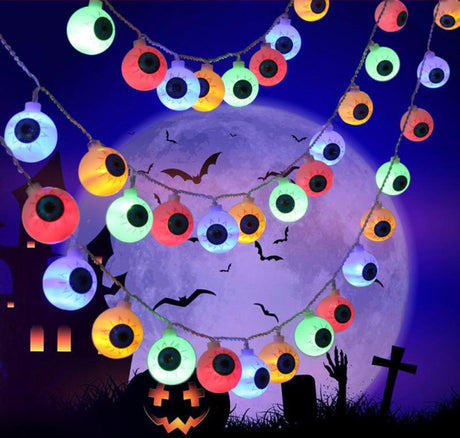 Halloween LED Augapfel-Lichterkette - Die perfekte gruselige Ergänzung zu Ihrer Halloween-Dekoration!