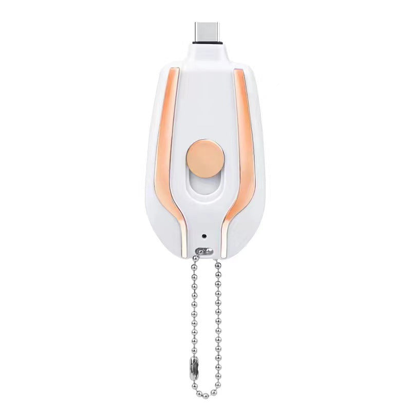 1500mAh Mini Emergency Pod Keychain Charger with Type-C Ultra Compact Mini Battery Pack Fast Charge Backup Power Bank