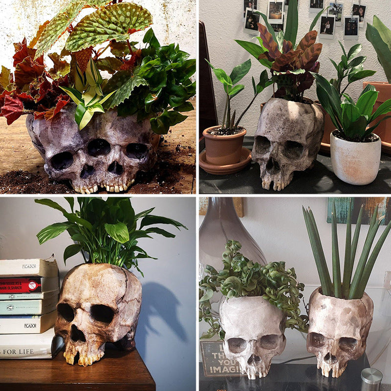 Halloween Skull Resin Flower Pot - A unique work of art for your home!