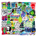 Alien und UFO Sticker-Set mit 50 Stück, geeignet für Trolley, Skateboard und Laptop