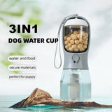 3-in-1 Tragbare Hunde-Wasserflasche: Wasser, Futter & Müllbeutelhalter – Kompaktes Multifunktions-Zubehör für Unterwegs