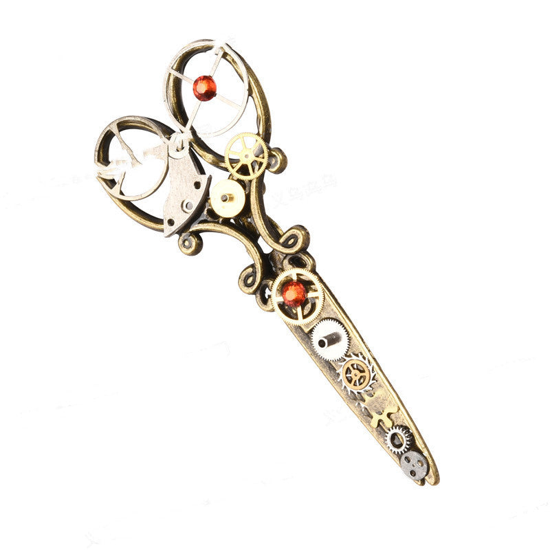 Steampunk Vintage Gear Scissors Hair Clips - Gothic Clock Screws Vintage Lolita Brooch Hair Accessories