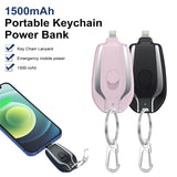 1500mAh Mini Emergency Pod Keychain Charger with Type-C Ultra Compact Mini Battery Pack Fast Charge Backup Power Bank